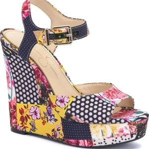 Jessica Simpson Whimsical Patchwork Wedge